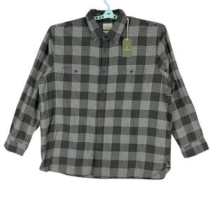 NWT Mutual Weave Men's Gray Plaid‎ Long Sleeve Button-Down Shirt Big Tall Sz 2XL